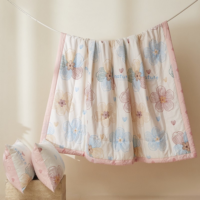 91家纺网 家纺一手货源 找家纺 宝士康家纺 2025新款10A抗菌全棉夏被 被子被芯 缤纷