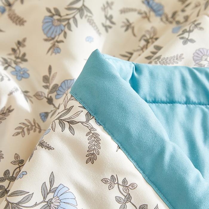 91家纺网 家纺一手货源 找家纺 海洋家纺 2025款水洗棉纯棉花夏凉被全棉花印花夏被空调被薄被子 满庭蓝