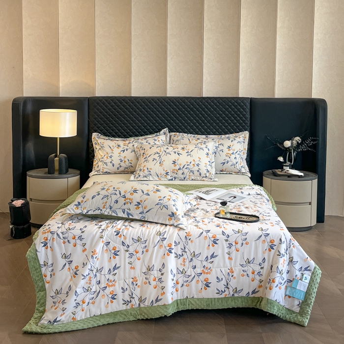 91家纺网 家纺一手货源 找家纺 宝士康家纺 2025新款10A抗菌双层纱豆豆绒夏被 金桔