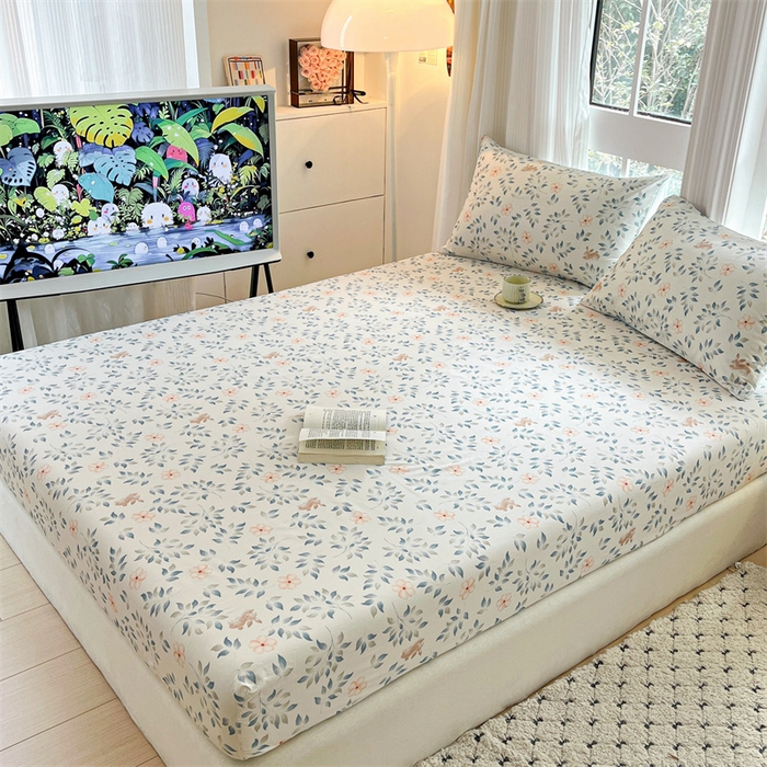 91家纺网 家纺一手货源 找家纺 宝士康家纺 2025新款10A抗菌全棉印花床笠 沁心乐园