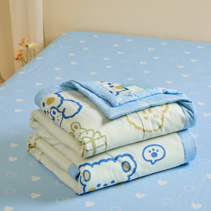 91家纺网 家纺一手货源 找家纺 宝士康家纺 2025新款10A抗菌全棉夏被四件套（床单款） 奶油布丁