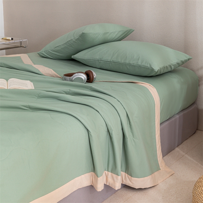 91家纺网 家纺一手货源 找家纺  天瑜 2024全棉夏被棉花芯纯色水洗棉夏凉被可水洗空调被 薄荷绿