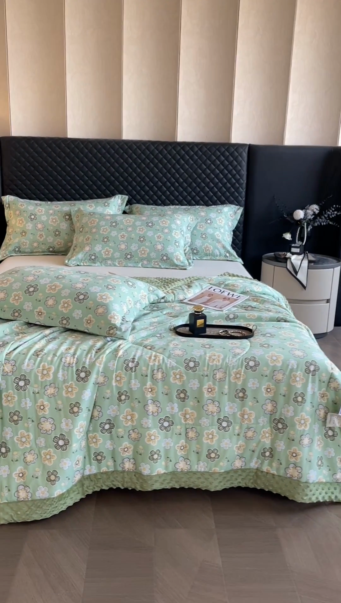 91家纺网 家纺一手货源 找家纺 宝士康家纺 2025新款10A抗菌双层纱豆豆绒夏被 绿野庄园