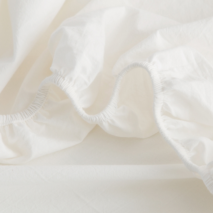 91家纺网 家纺一手货源 找家纺 2025新款全棉A类简约素色水洗棉纯棉单床笠 本白