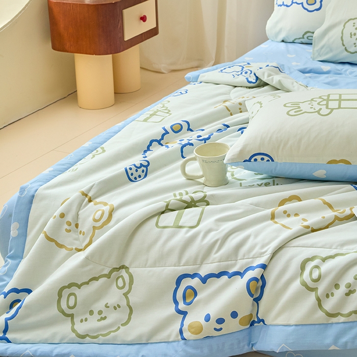 91家纺网 家纺一手货源 找家纺 宝士康家纺 2025新款10A抗菌全棉夏被四件套（床笠款） 奶油布丁