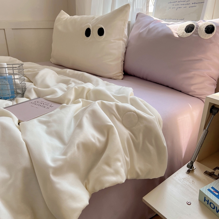 91家纺网 家纺一手货源 找家纺 慕尚家纺 2025新款大眼萌仔夏被 大眼萌 米白紫