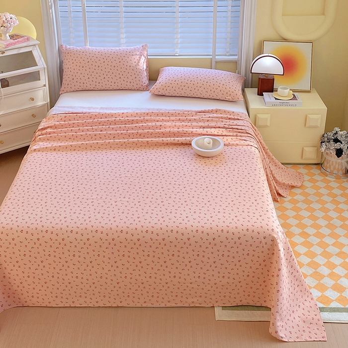 91家纺网 家纺一手货源 找家纺 爱彼家纺 2025新款古艺原棉老粗布床单凉席-系列一 玫瑰花园