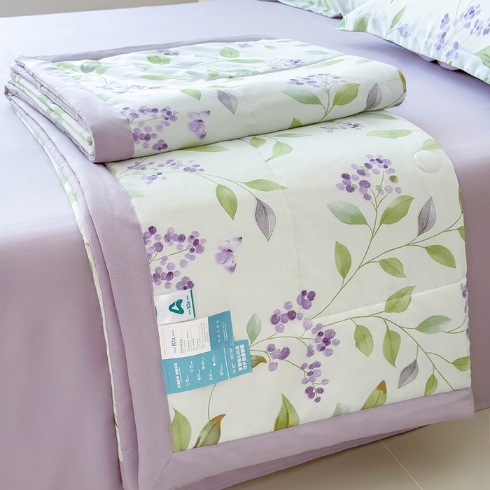 91家纺网 家纺一手货源 找家纺 宝士康家纺 2025新款10A抗菌针织夏被四件套 紫玲