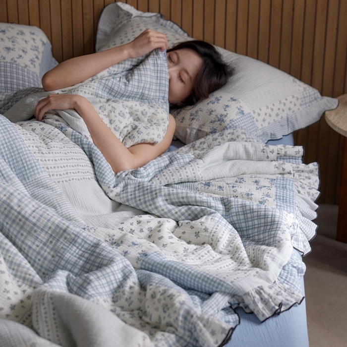 91家纺网 家纺一手货源 找家纺 （总）安莱生活 2025新款全棉精梳棉双层纱绉纱数码印花四件套