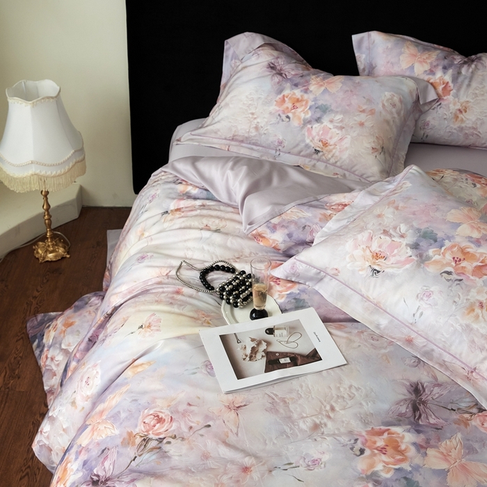 91家纺网 家纺一手货源 找家纺 金奇达家纺 2025新款竹玉清丝四件套-雅韵【标准号全网控价（折后券后）不低于元228元】 怦然心动-紫