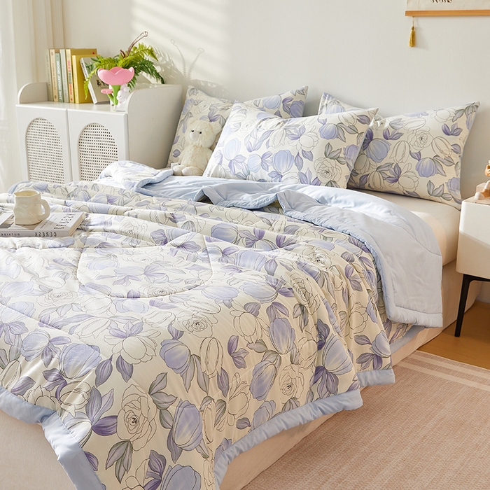 91家纺网 家纺一手货源 找家纺 海洋家纺 2025款水洗棉纯棉花夏凉被全棉花印花夏被空调被薄被子 淑清雅