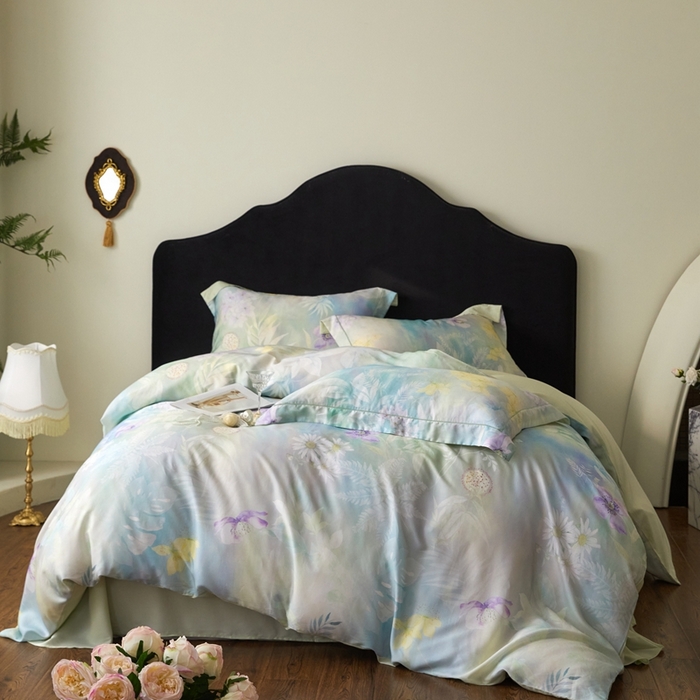 91家纺网 家纺一手货源 找家纺 金奇达家纺 2025新款竹玉清丝四件套-雅韵【标准号全网控价（折后券后）不低于元228元】 空谷-柳绿