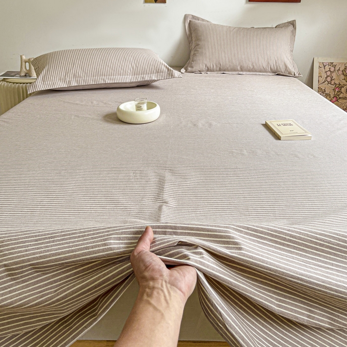 91家纺网 家纺一手货源 找家纺 久云居 2025新款亲肤舒适全棉色织防水床单 米艳条