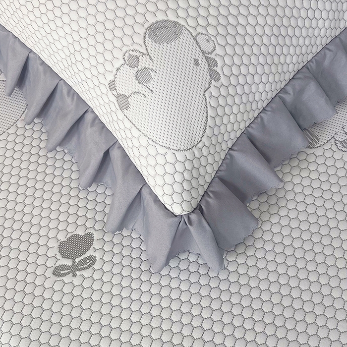 91家纺网 家纺一手货源 找家纺 2025新款A类冰豆豆提花凉席床盖 床盖款-卡皮巴拉-质感灰