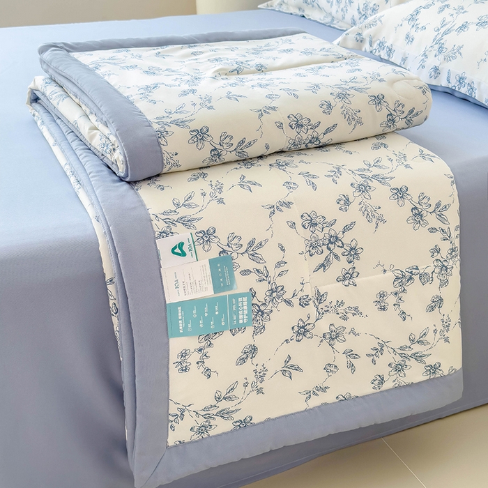 91家纺网 家纺一手货源 找家纺 宝士康家纺 2025新款10A抗菌针织夏被四件套 青瓷