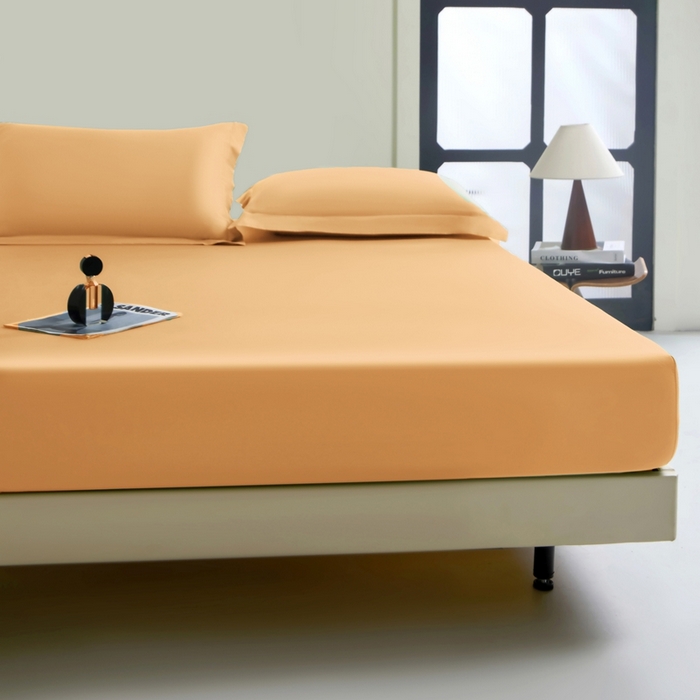 91家纺网 家纺一手货源 找家纺 秀色家纺 2024新品 A类100支双股长绒棉单品床笠 梦易-南瓜橘