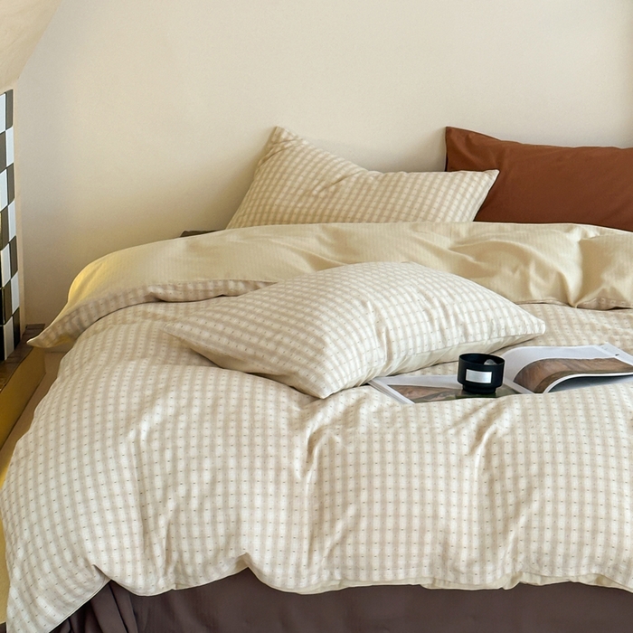 91家纺网 家纺一手货源 找家纺 例外Home 2025春夏新款全棉纯棉色织提花四件套-星辰 星辰-奶咖 会员-10