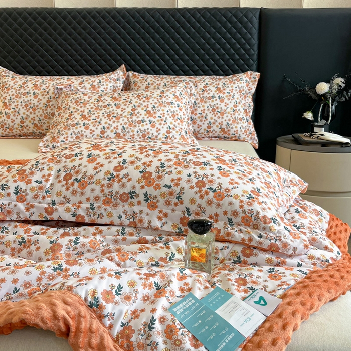 91家纺网 家纺一手货源 找家纺 宝士康家纺 2025新款10A抗菌双层纱豆豆绒夏被 小雏菊