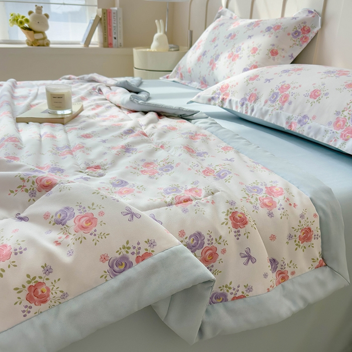 91家纺网 家纺一手货源 找家纺 宝士康家纺 2025新款10A抗菌针织夏被 花影阑珊