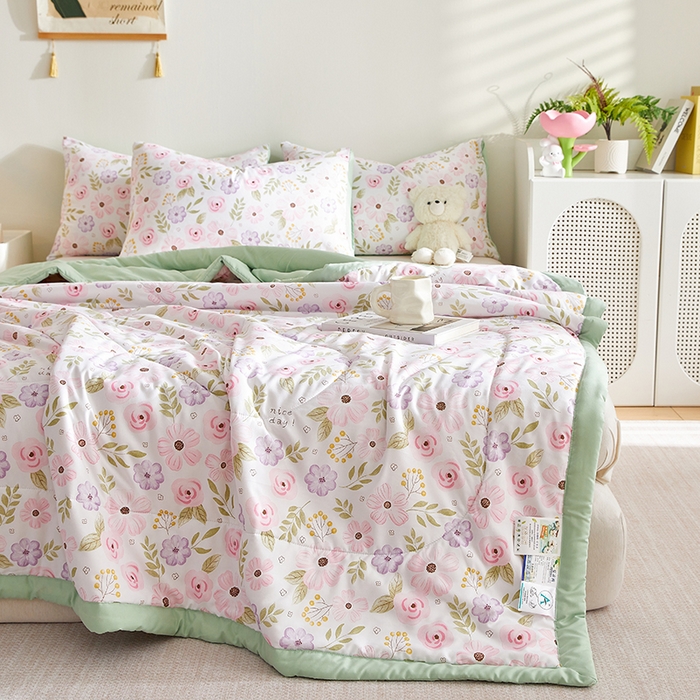 91家纺网 家纺一手货源 找家纺 海洋家纺 2025款水洗棉纯棉花夏凉被全棉花印花夏被空调被薄被子 浪漫约定