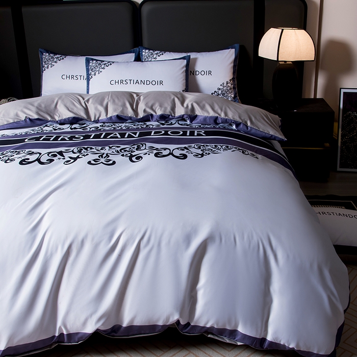 91家纺网 家纺一手货源 找家纺 爵仕家纺 2025新款轻奢潮牌水洗真丝四件套 图腾