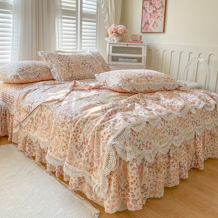 91家纺网 家纺一手货源 找家纺 网红馆（ck家纺） 2025新款天丝印花夹棉床盖夏被四件套 甜蜜蜜