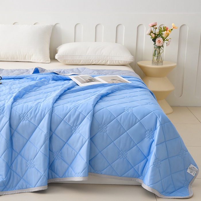 91家纺网 家纺一手货源 找家纺 眠多宝 2025新款冰激凌凉感丝纯色夏被被子被芯（跨境电商） 冰河蓝