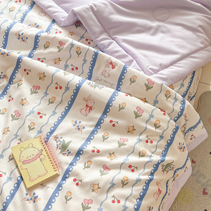 91家纺网 家纺一手货源 找家纺 宝士康家纺 2025新款水洗棉超声波压花夏被 被子被芯 甜心花园