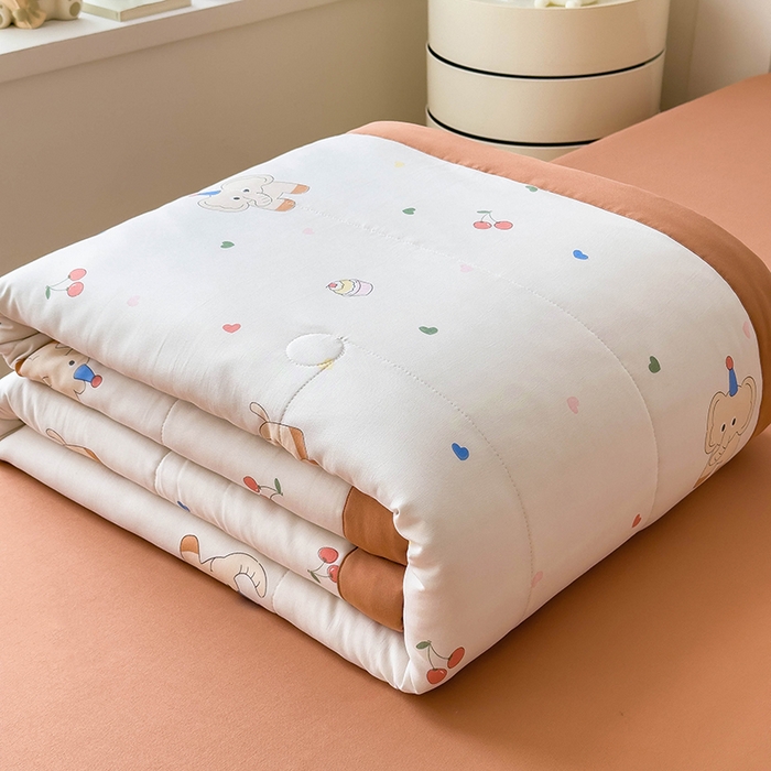 91家纺网 家纺一手货源 找家纺 宝士康家纺 2025新款10A抗菌针织夏被四件套 心心象印