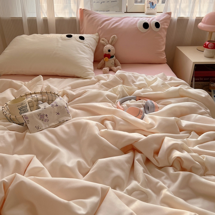 91家纺网 家纺一手货源 找家纺 慕尚家纺 2025新款大眼萌仔夏被 大眼萌 米白粉