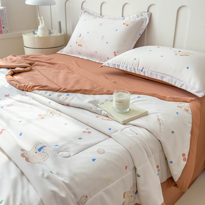 91家纺网 家纺一手货源 找家纺 宝士康家纺 2025新款10A抗菌针织夏被 心心象印