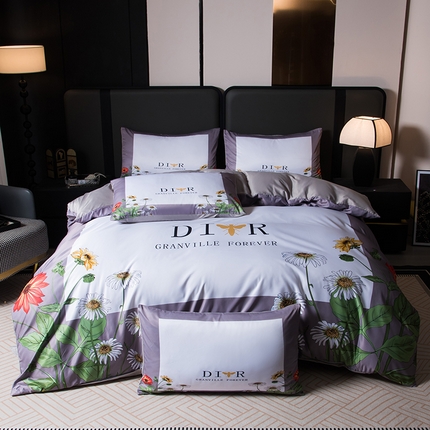 爵仕家纺 2025新款轻奢潮牌水洗真丝四件套 花园