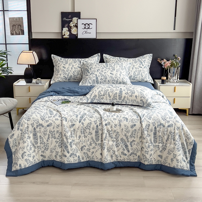 91家纺网 家纺一手货源 找家纺 宝士康家纺 2025新款10A抗菌双层纱印花夏被 青花瓷