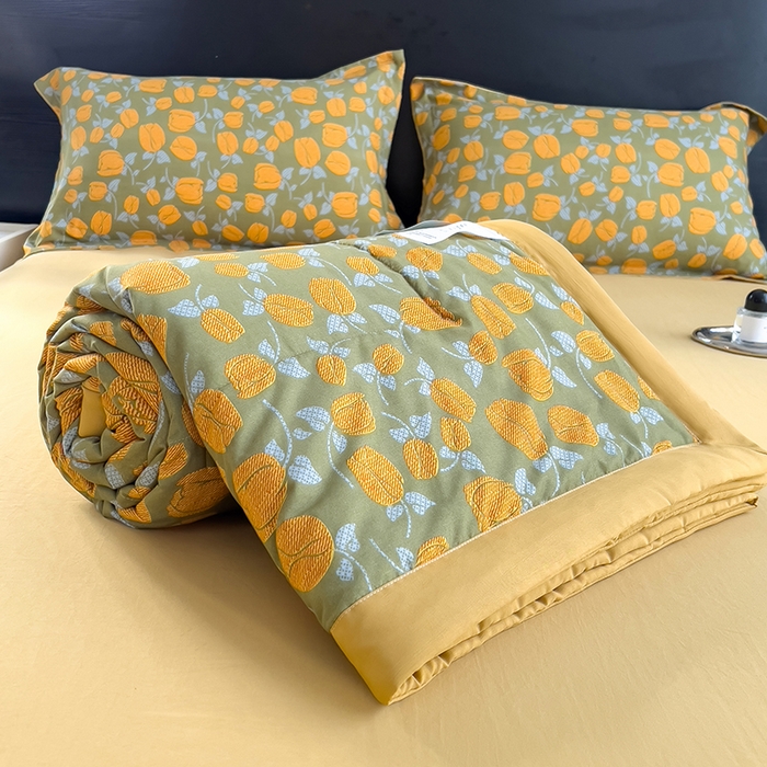 91家纺网 家纺一手货源 找家纺 宝士康家纺 2025新款10A抗菌双层纱印花夏被 郁金香