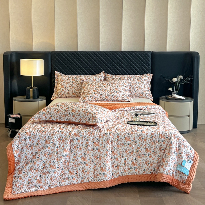 91家纺网 家纺一手货源 找家纺 宝士康家纺 2025新款10A抗菌双层纱豆豆绒夏被 小雏菊