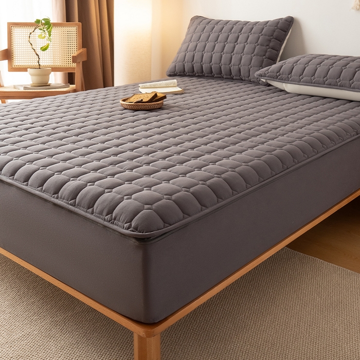 91家纺网 家纺一手货源 找家纺 叠派家纺 2025新款5A抗菌A类夹棉床笠经典款防水款系列 包边款-经典格星空灰