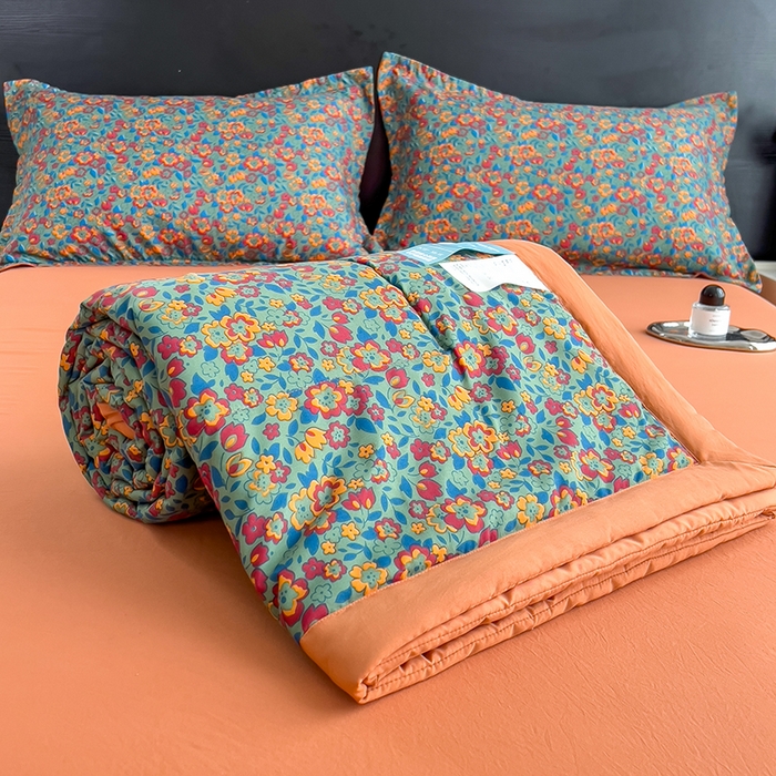 91家纺网 家纺一手货源 找家纺 宝士康家纺 2025新款10A抗菌双层纱印花夏被四件套 艾维