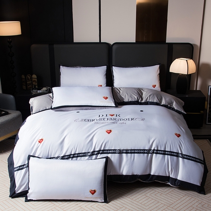 爵仕家纺 2025新款轻奢潮牌水洗真丝四件套 点点爱心