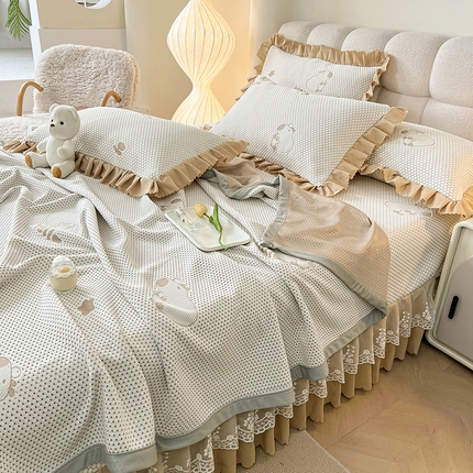 91家纺网 家纺一手货源 找家纺 （总）2025新款A类冰豆豆提花凉席床盖款