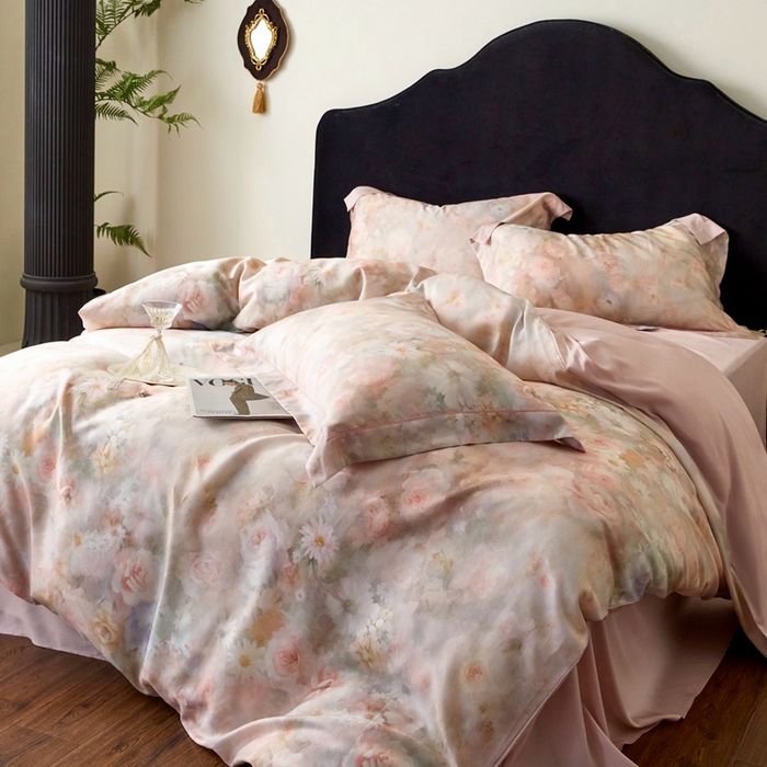 91家纺网 家纺一手货源 找家纺 金奇达家纺 2025新款竹玉清丝四件套-雅韵【标准号全网控价（折后券后）不低于元228元】 凝香-粉玉