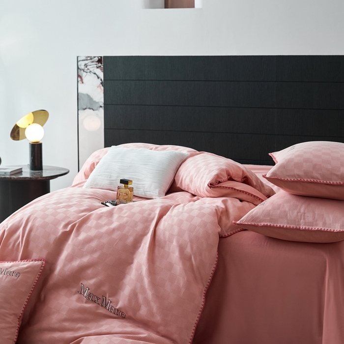 91家纺网 家纺一手货源 找家纺 苹果星家纺 2025新款全棉华夫格四件套 豆沙