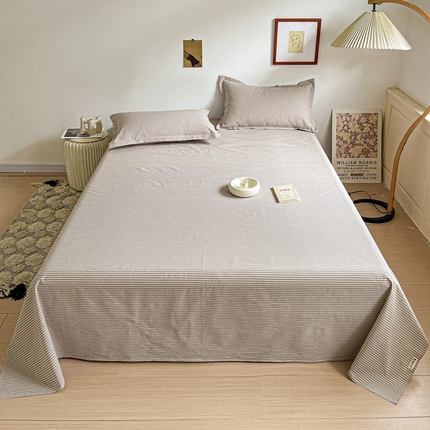 久云居 2025新款亲肤舒适全棉色织防水床单 米艳条