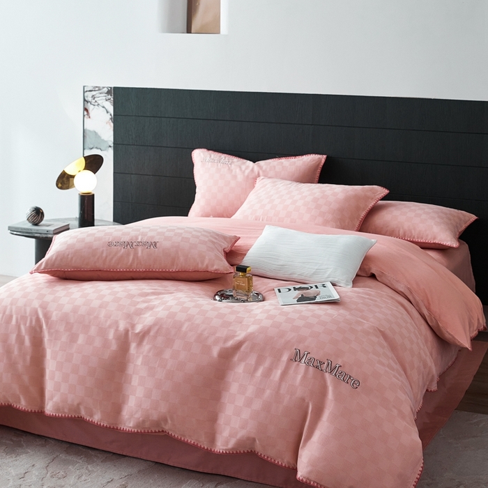 91家纺网 家纺一手货源 找家纺 苹果星家纺 2025新款全棉华夫格四件套 豆沙