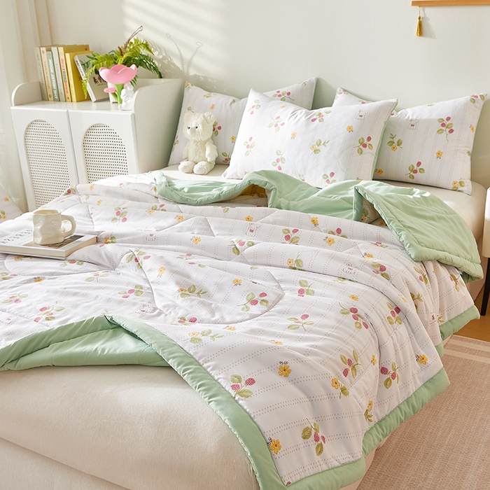 91家纺网 家纺一手货源 找家纺 海洋家纺 2025款水洗棉纯棉花夏凉被全棉花印花夏被空调被薄被子 盛夏果实