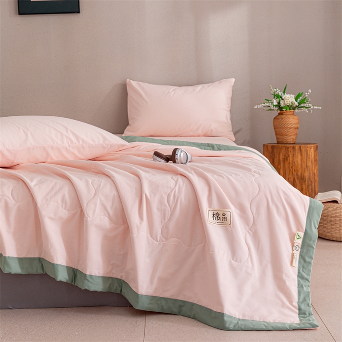 91家纺网 家纺一手货源 找家纺  天瑜 2024全棉夏被棉花芯纯色水洗棉夏凉被可水洗空调被 浅粉
