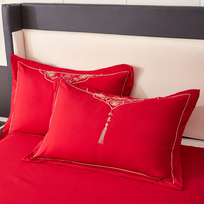 91家纺网 家纺一手货源 找家纺 三盛源 2025新款亲肤舒适不掉色枕套 吉祥三喜