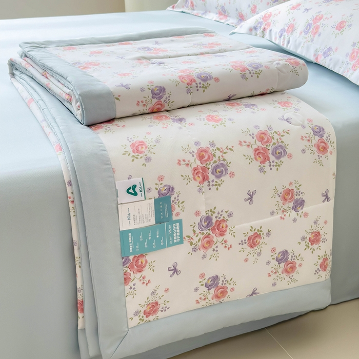 91家纺网 家纺一手货源 找家纺 宝士康家纺 2025新款10A抗菌针织夏被四件套 花影阑珊