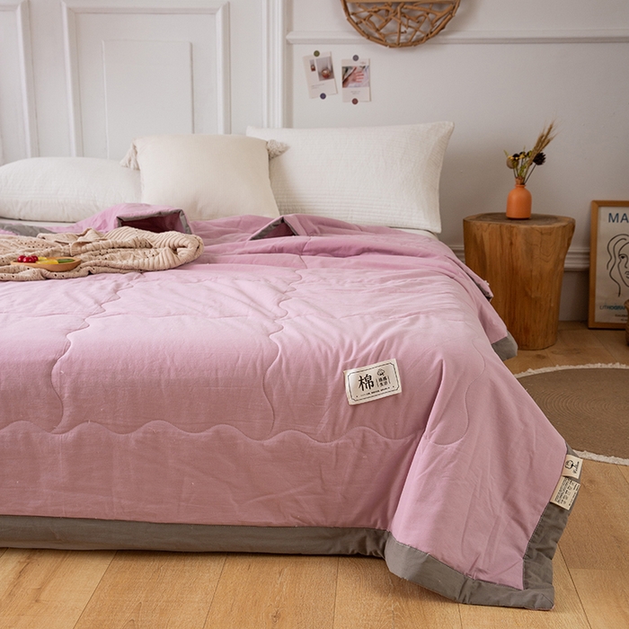 91家纺网 家纺一手货源 找家纺 天瑜 2024全棉夏被棉花芯纯色水洗棉夏凉被可水洗空调被 优雅紫