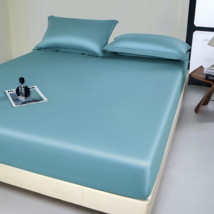 91家纺网 家纺一手货源 找家纺 秀色家纺 2024新品 A类100支双股长绒棉单品床笠 梦易-雾霾蓝