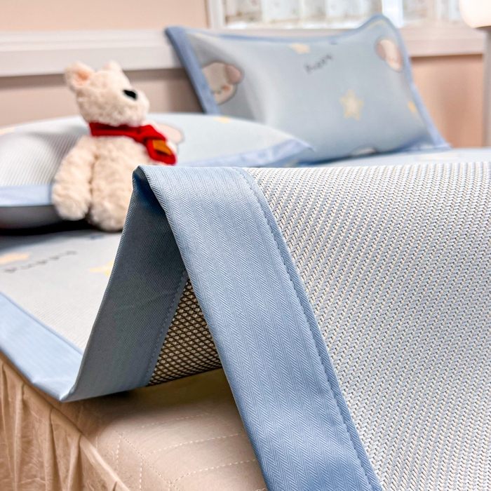 91家纺网 家纺一手货源 找家纺 慕尚家纺 2025新款数码印花床席床笠款冰藤席 床席款-酷奇